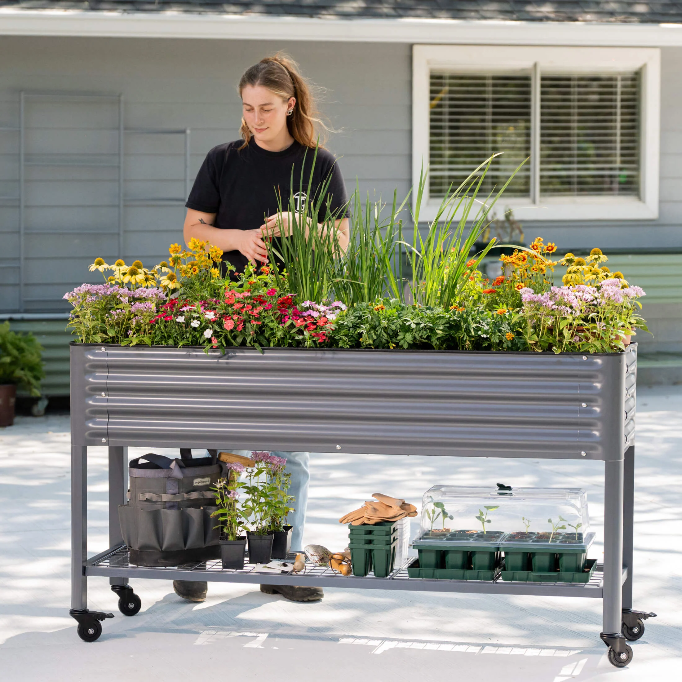 Elevated Garden Bed - Slim Series 1.5' x 5.5' Wheels Included - Image 13
