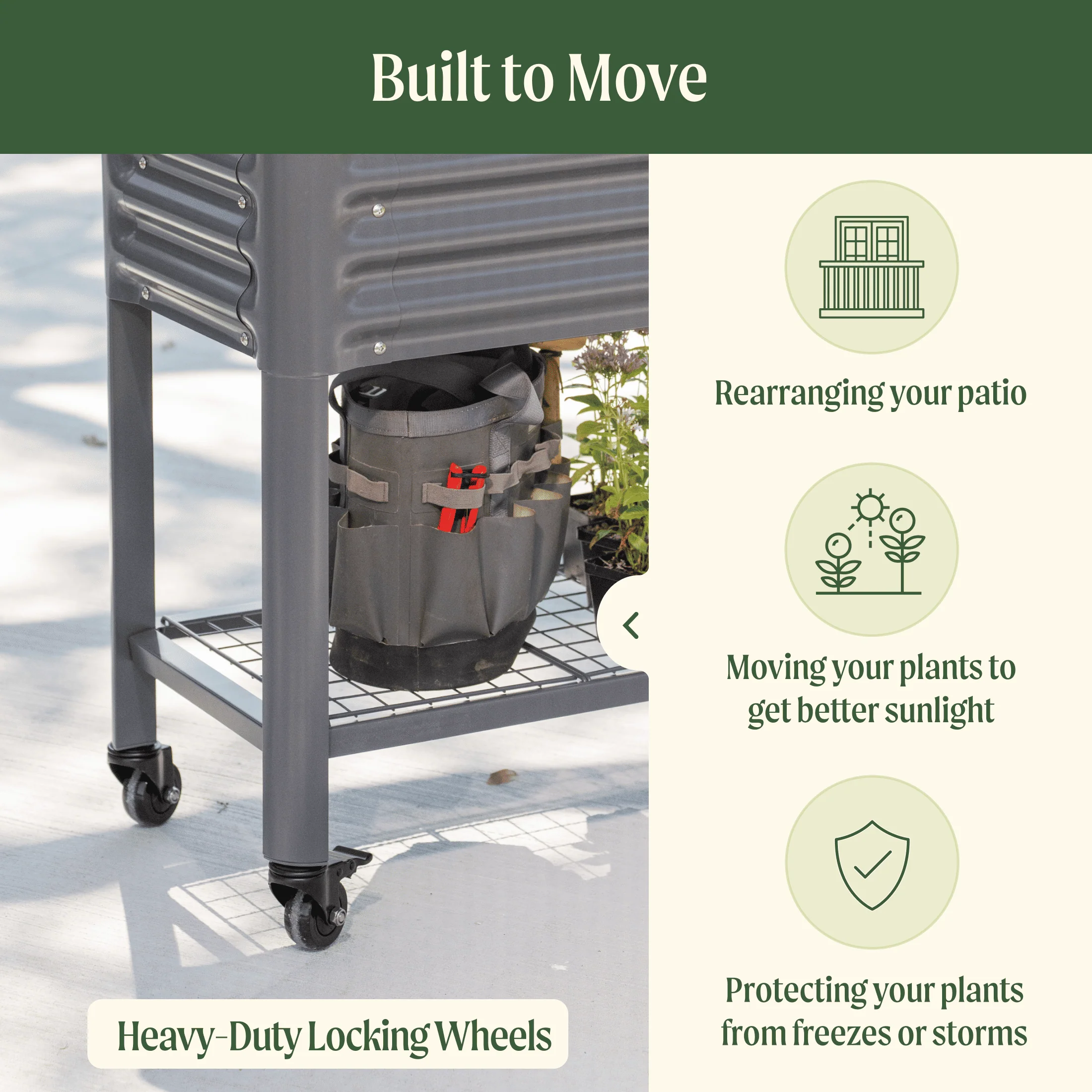 Elevated Garden Bed - Slim Series 1.5' x 5.5' Wheels Included - Image 9