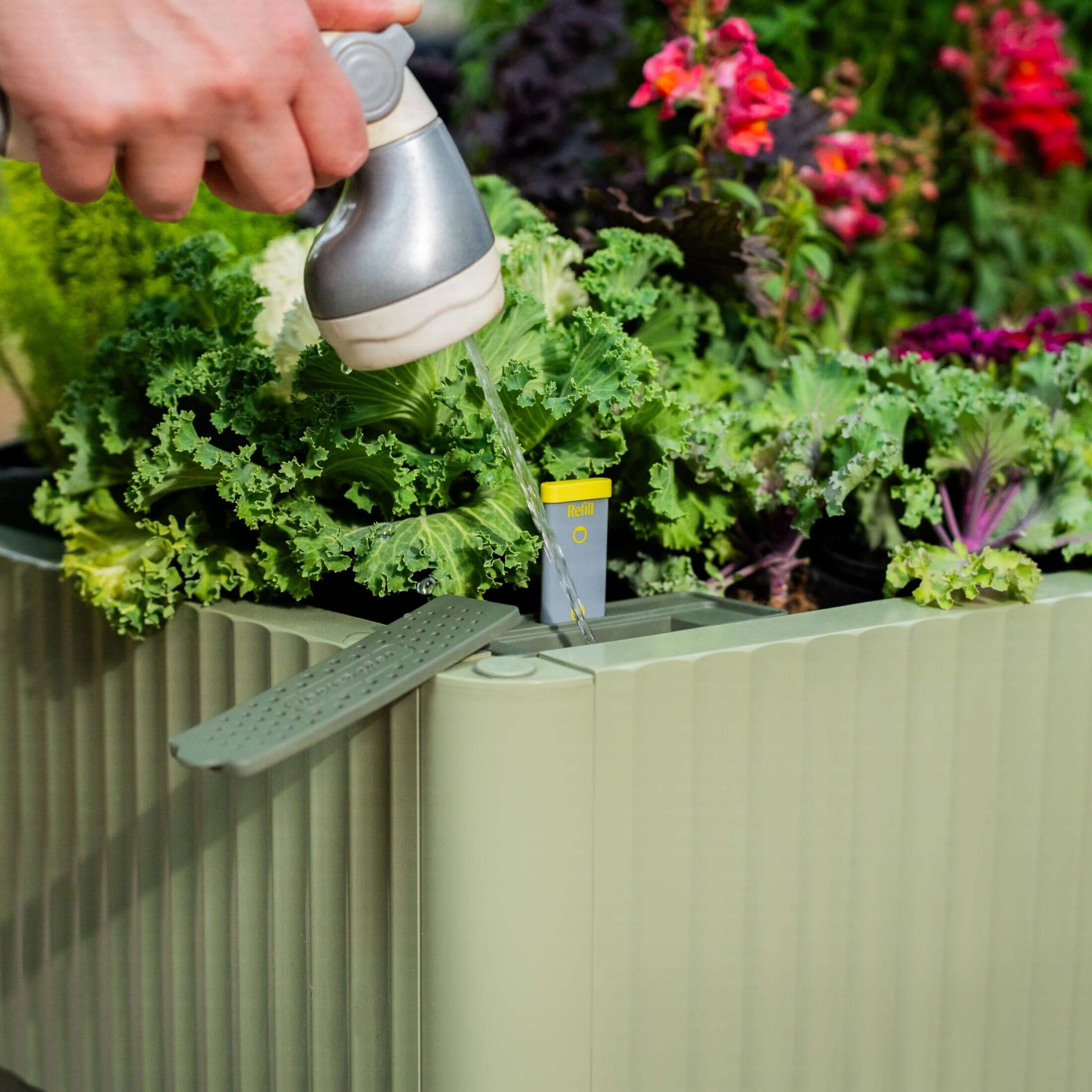 EZCube Self-Watering Planter 21" x 24" Elevated - Sage Green - Image 16