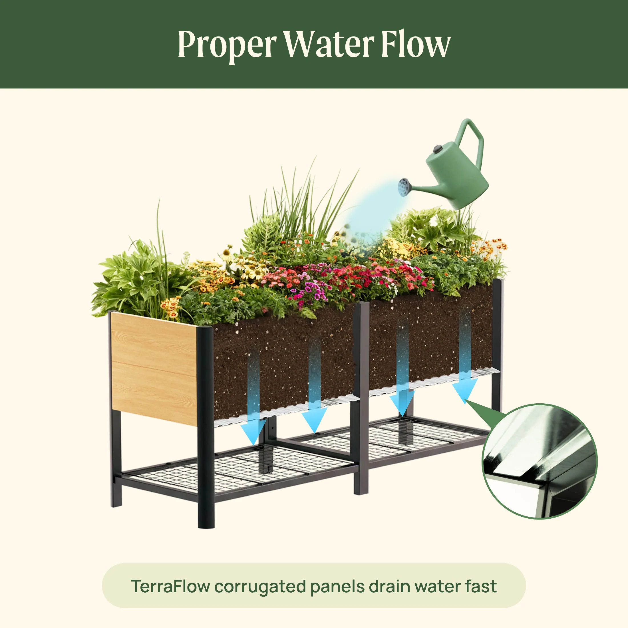 Woodgrain Elevated Garden Bed 2.0' x 4.0' - Image 3